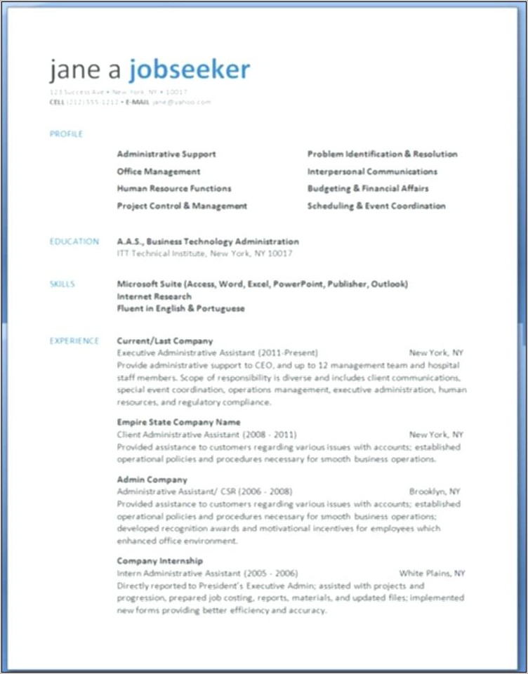 Resume Templates For Word 2013