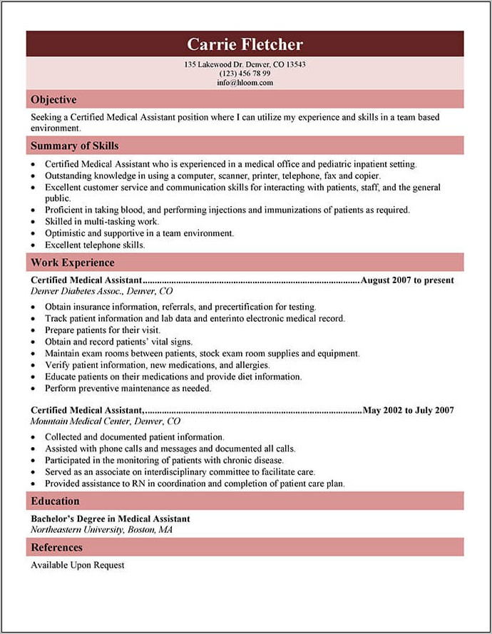 Resume Templates Medical Assistant