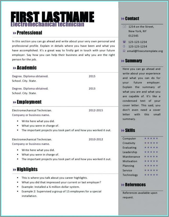 Resume Templates Microsoft Word For Freshers