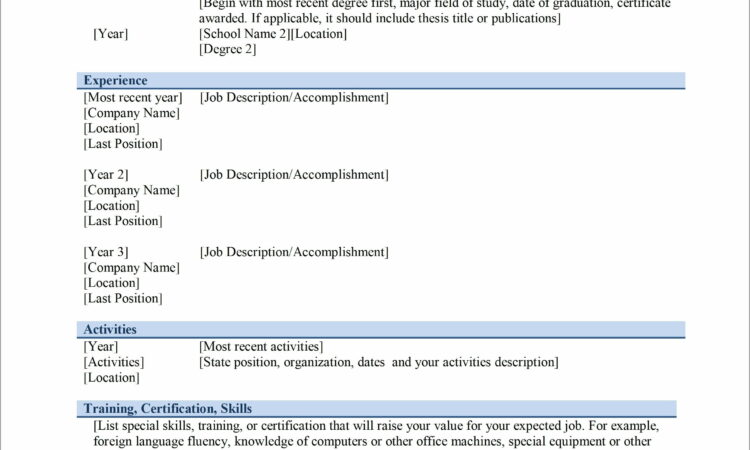 Resume Templates Ms Word 2007