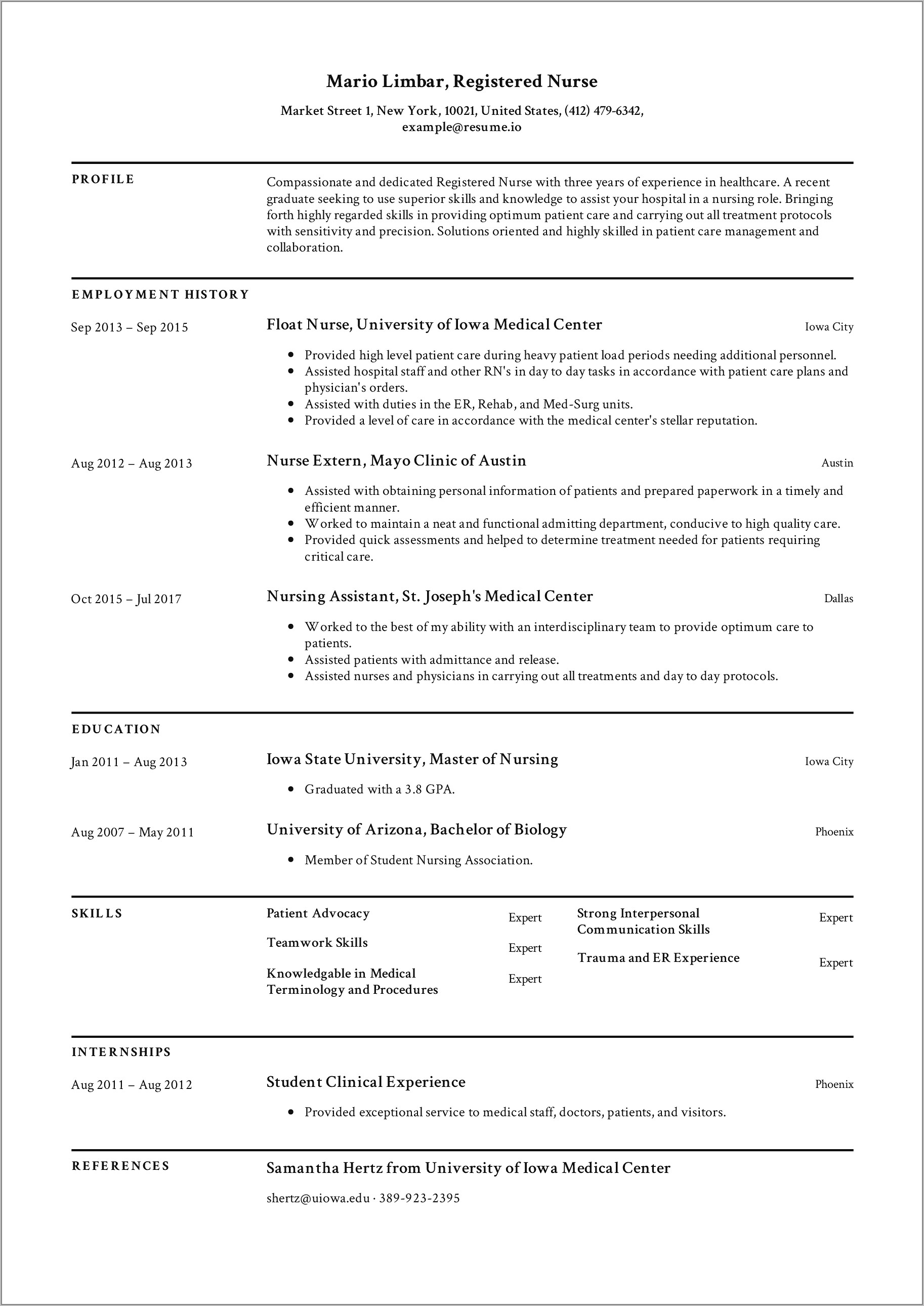 Resume Templates Registered Nurse Free