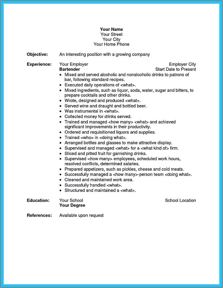 Resume Templates With No Experience