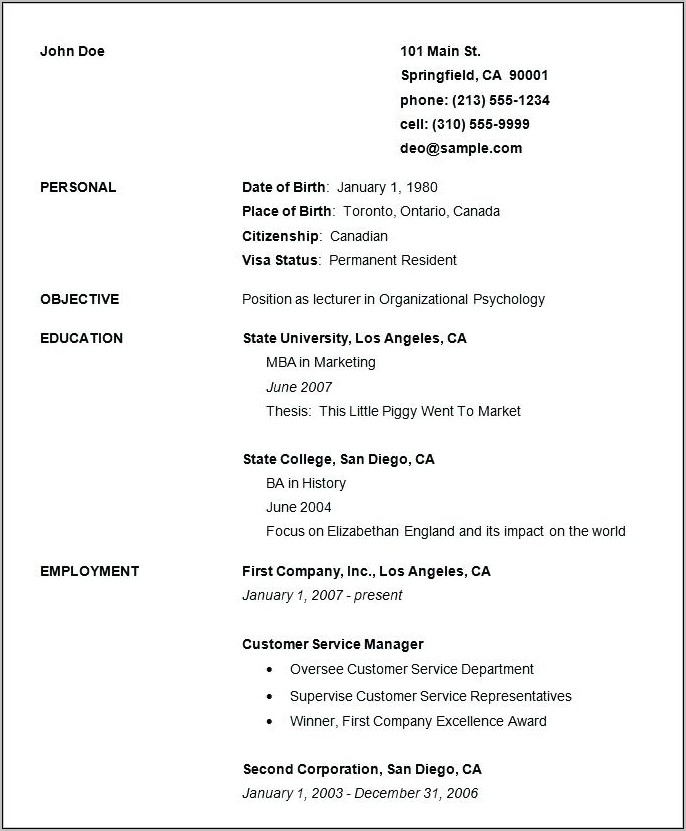 Resume Templates Word Copy And Paste