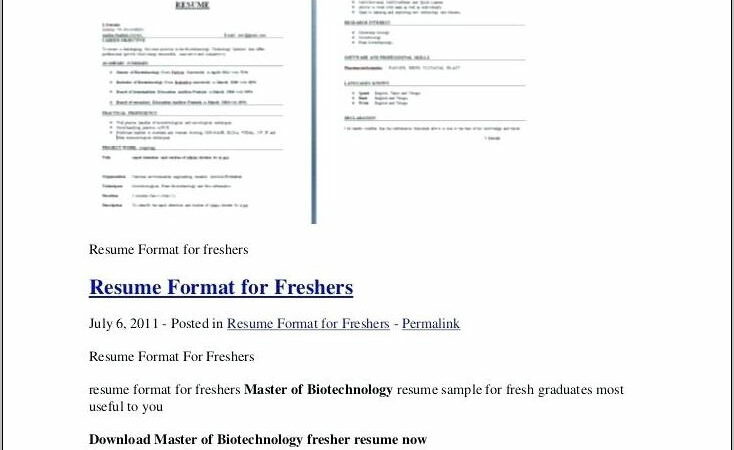 Resume Templates Word For Mba Freshers