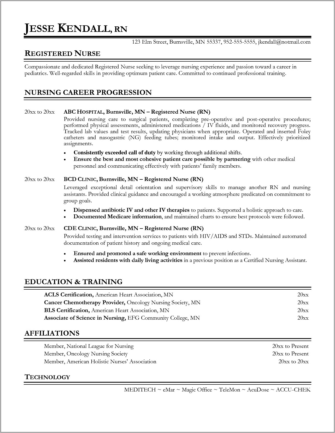 Resumes For Nurses Examples