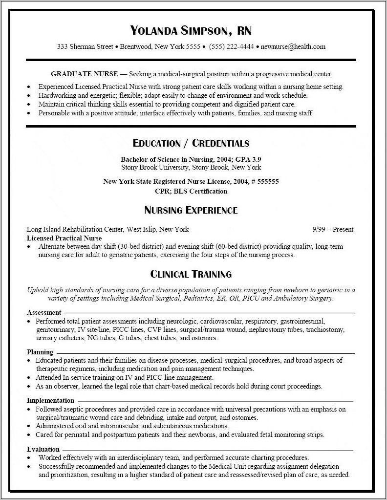 Resumes For Nurses Template