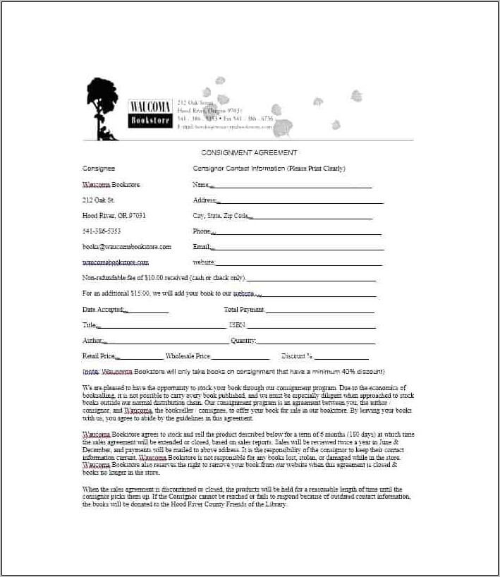 Retail Consignment Agreement Template Free