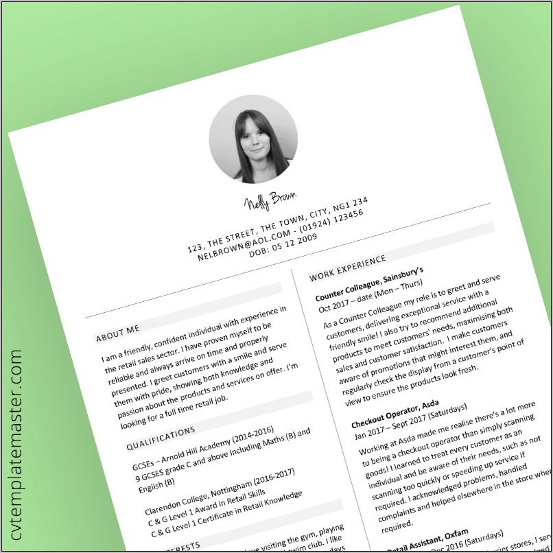 Retail Cv Template Free