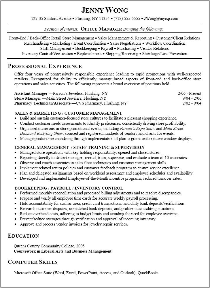 Retail Manager Resume Template