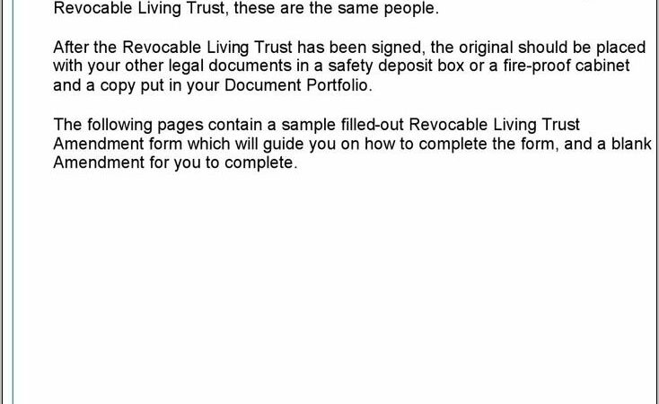 Revocable Living Trust Amendment Form California