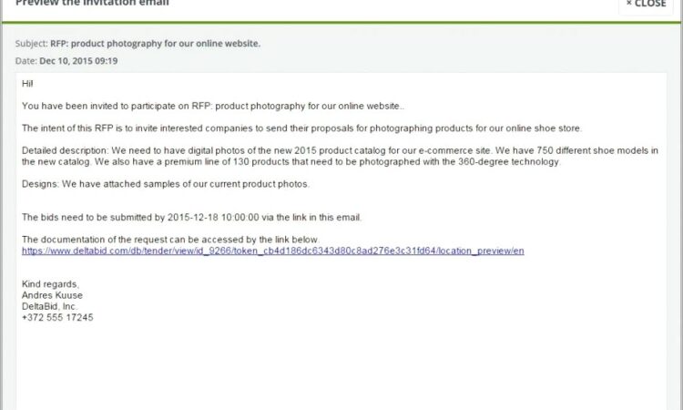 Rfp Invitation Email Template