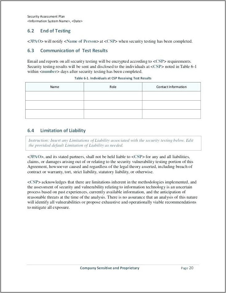 Risk And Vulnerability Assessment Report Template