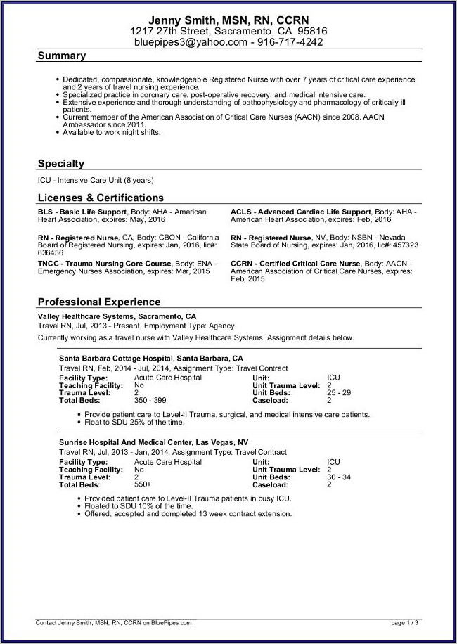 Rn Resume Template Free