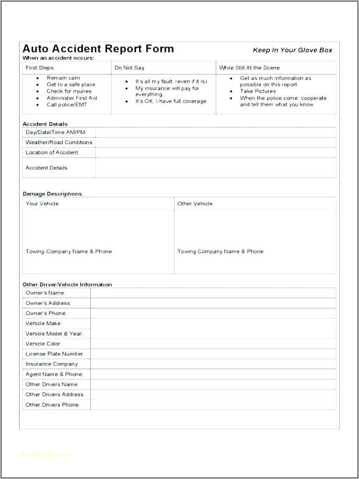 Road Traffic Accident Form Template