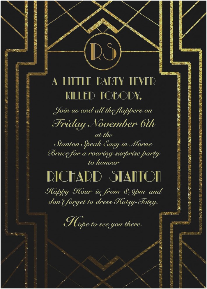 Roaring 20s Invitation Template Free