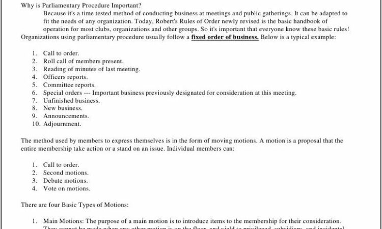 Robert Rules Of Order Motion Template