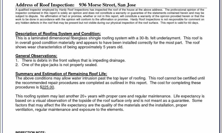 Roof Inspection Form Template