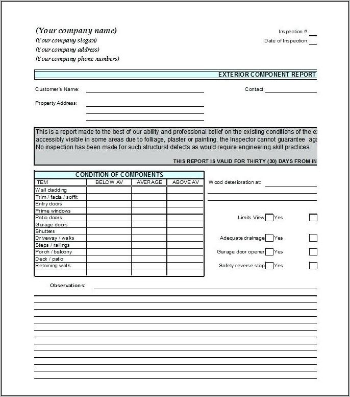Roof Inspection Report Template Free