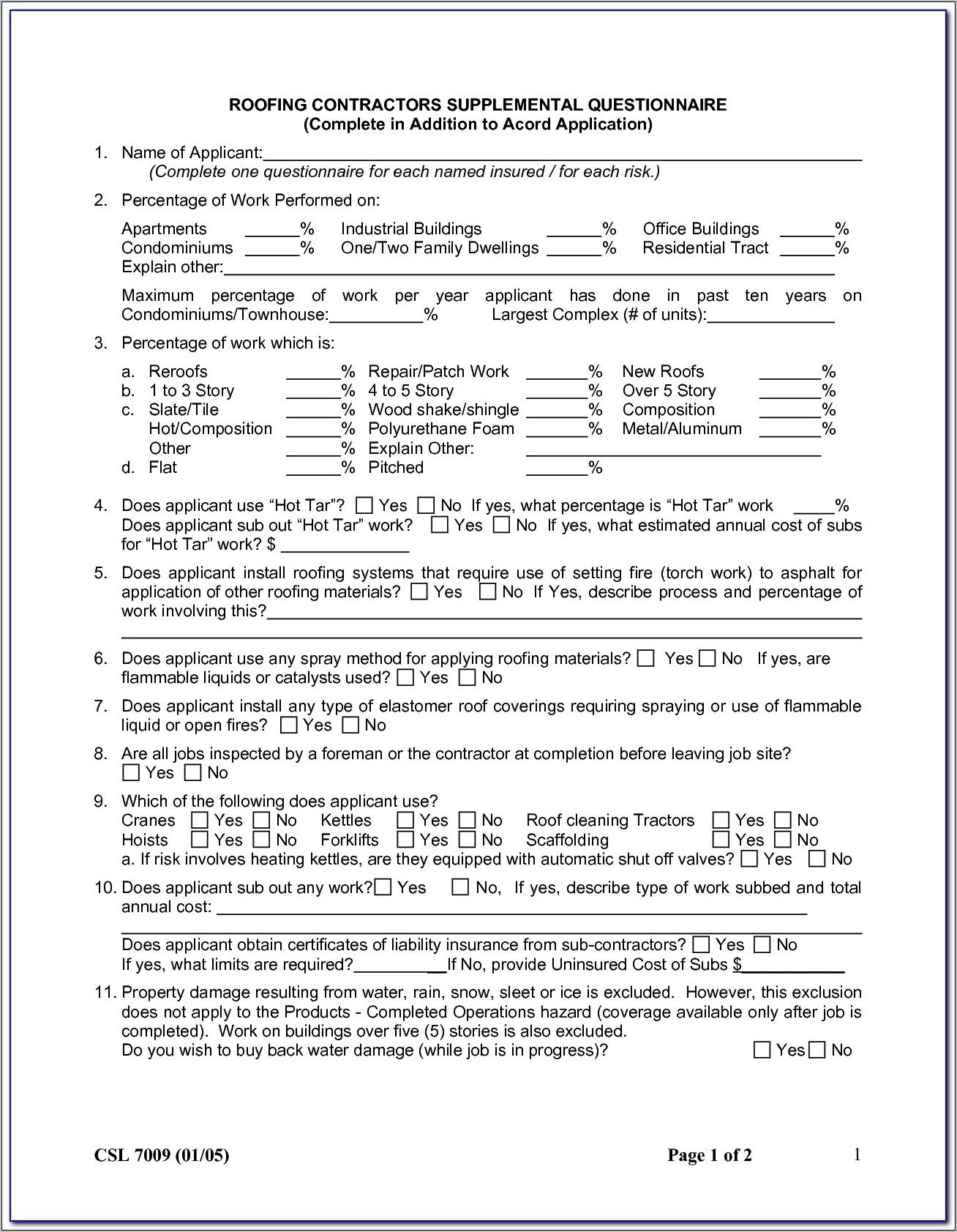 Roofing Contract Form Free