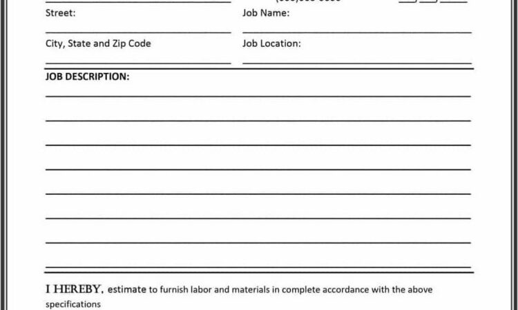 Roofing Contractor Estimate Forms