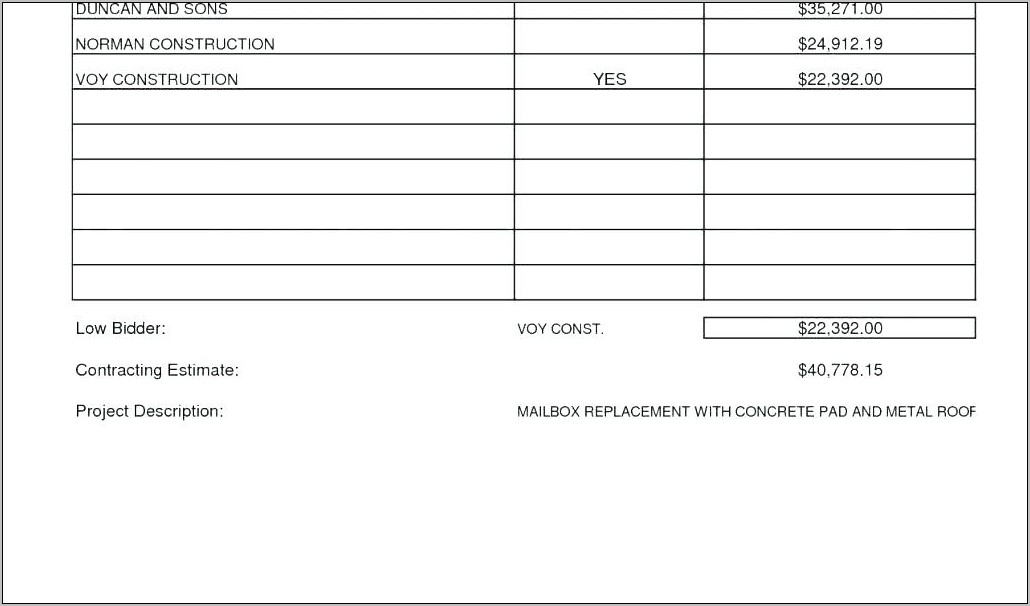 Roofing Estimate Forms Example