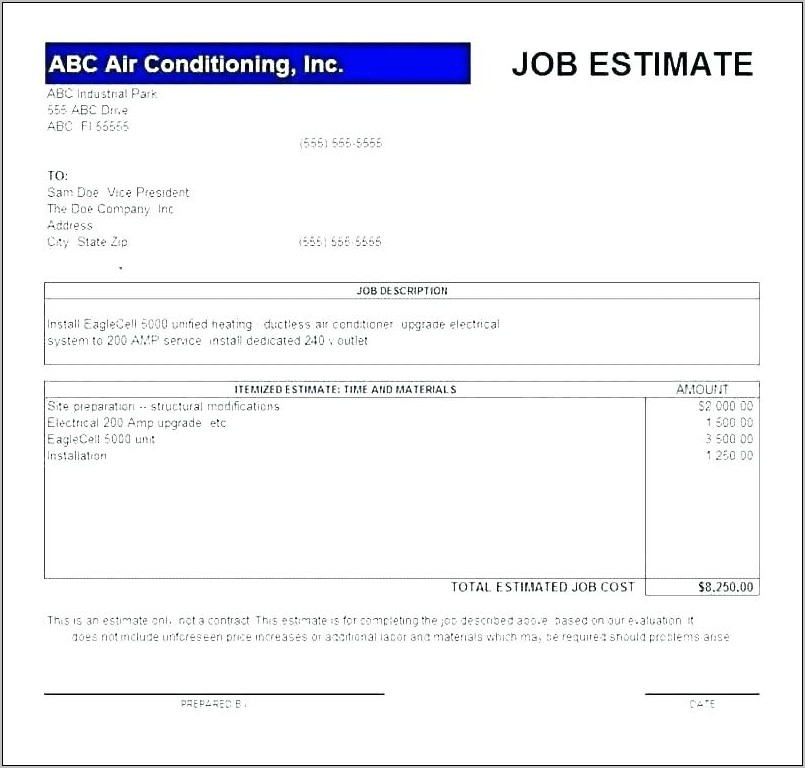 Roofing Estimate Template Download