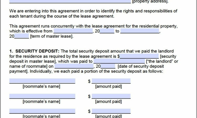 Roommate Agreement Template Word