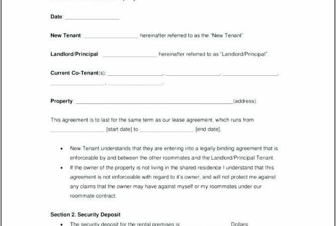 Roommate Contract Template Word