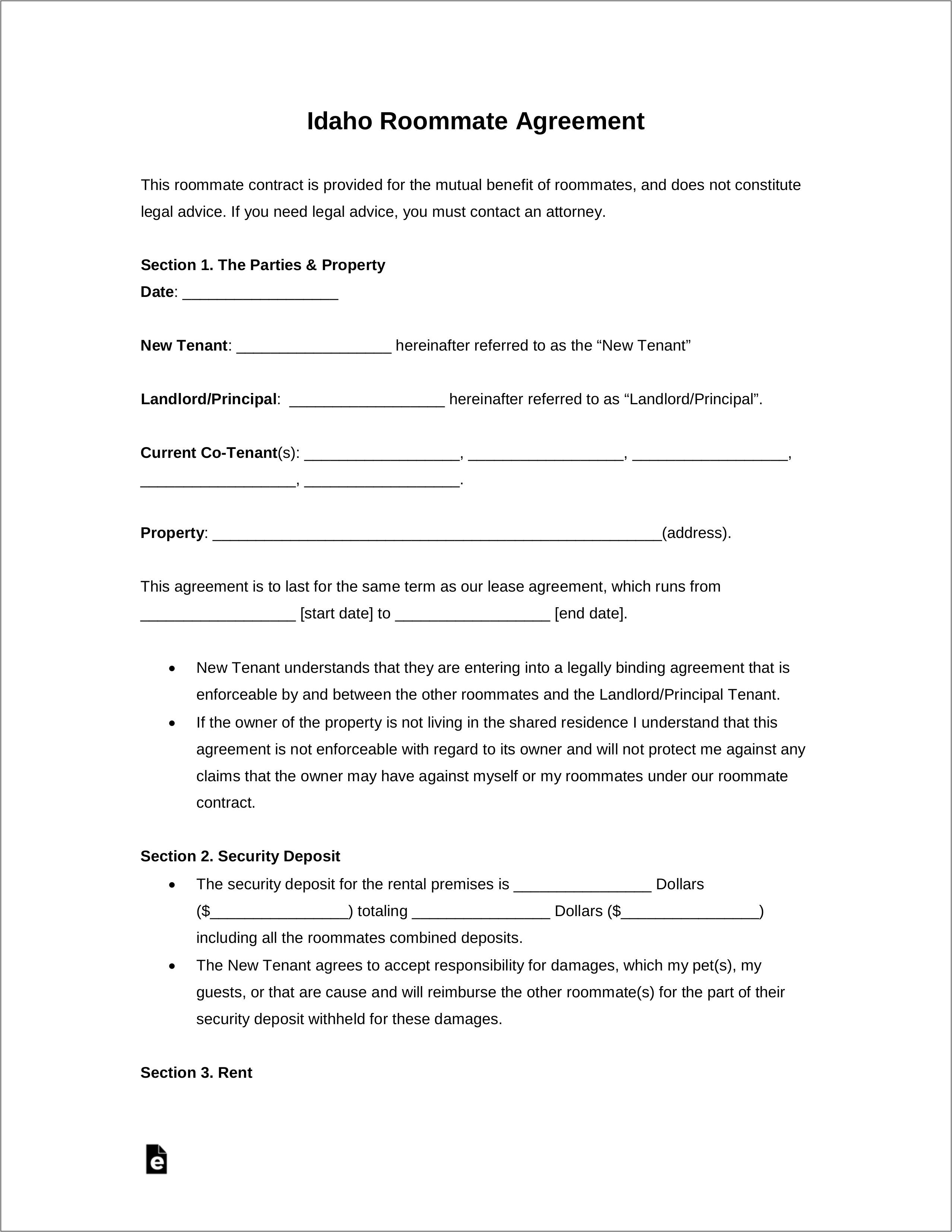 Roommate Lease Agreement Pdf