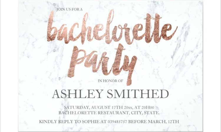 Rose Gold Bachelorette Invitations