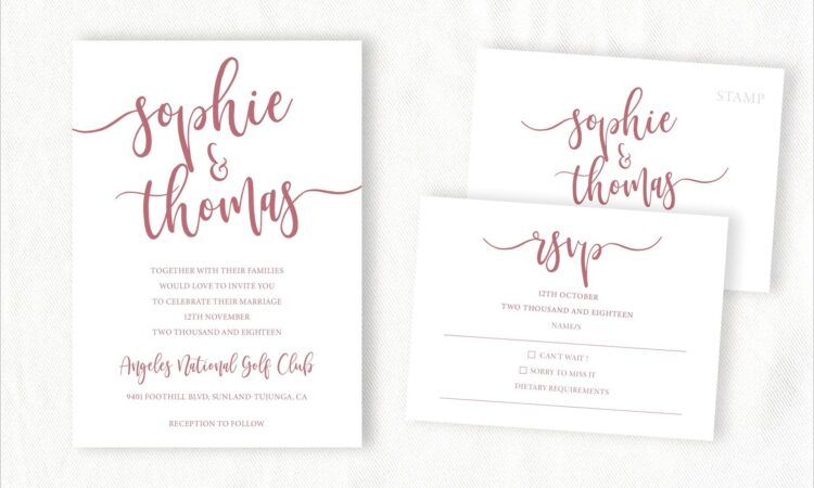 Rose Gold Wedding Invitations Template