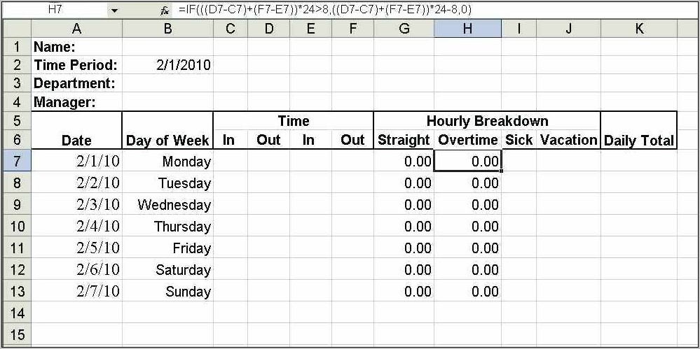 Rotating Overtime Schedule Template