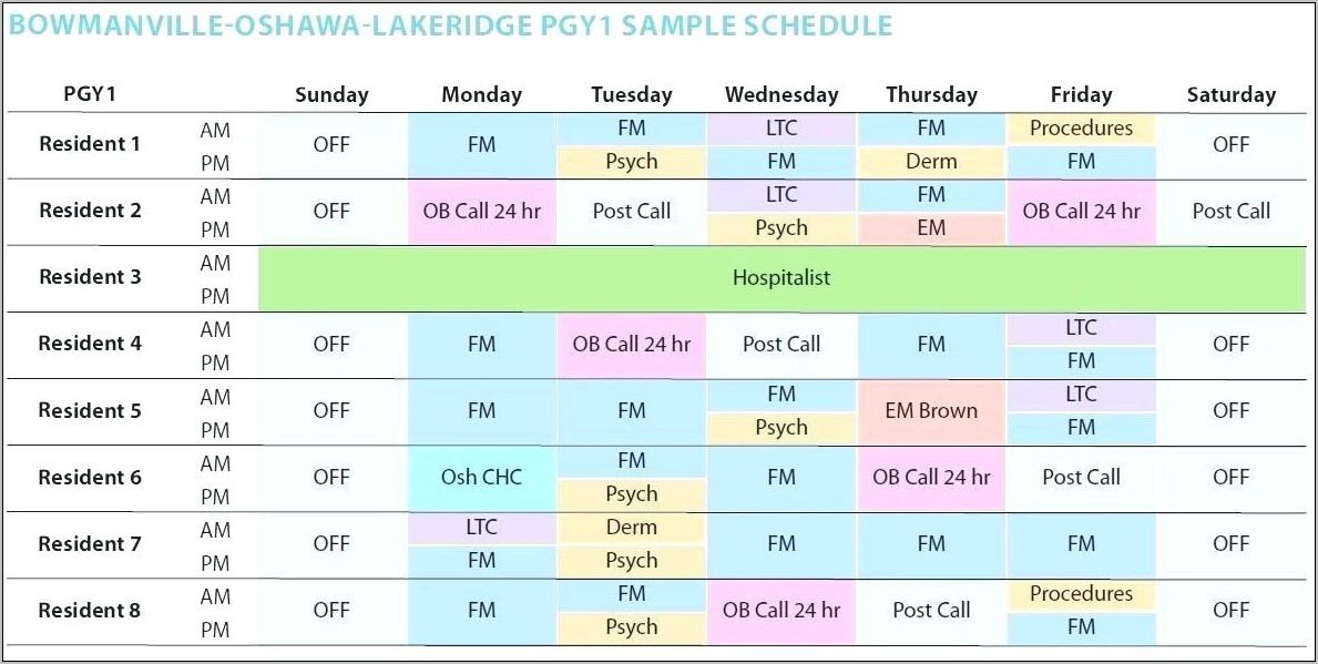 Rotating Shift Schedule Template