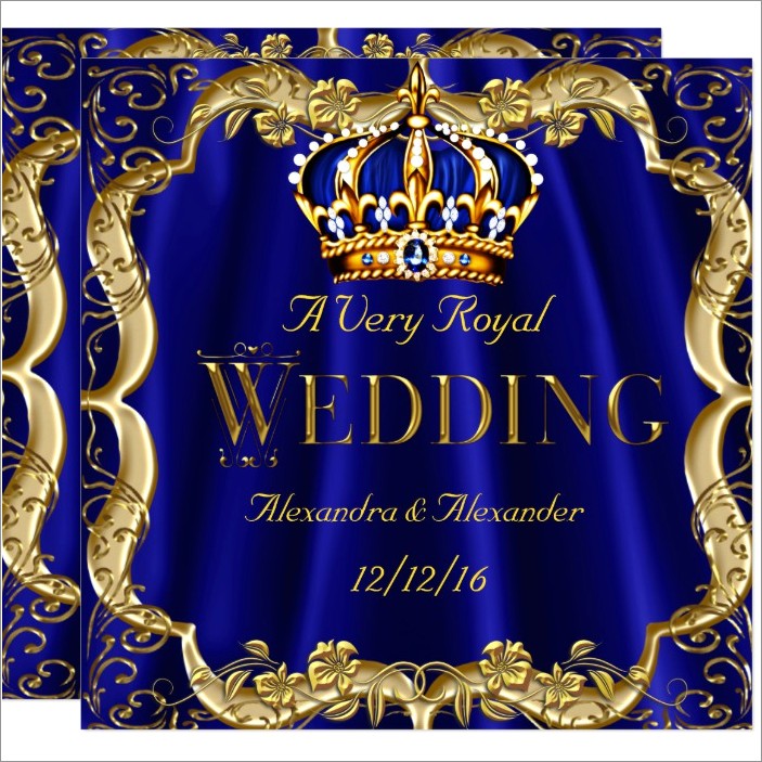 Royal Blue And Gold Wedding Invitations