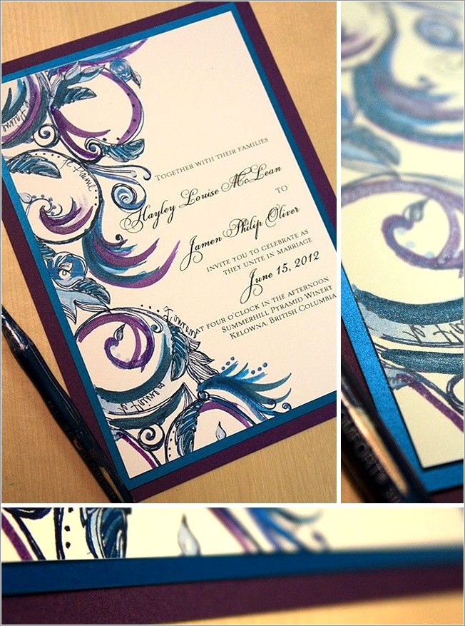 Royal Blue And Purple Wedding Invitations