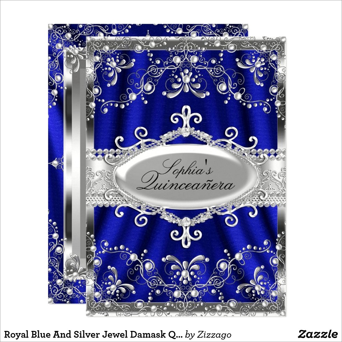 Royal Blue And Silver Quinceanera Invitations