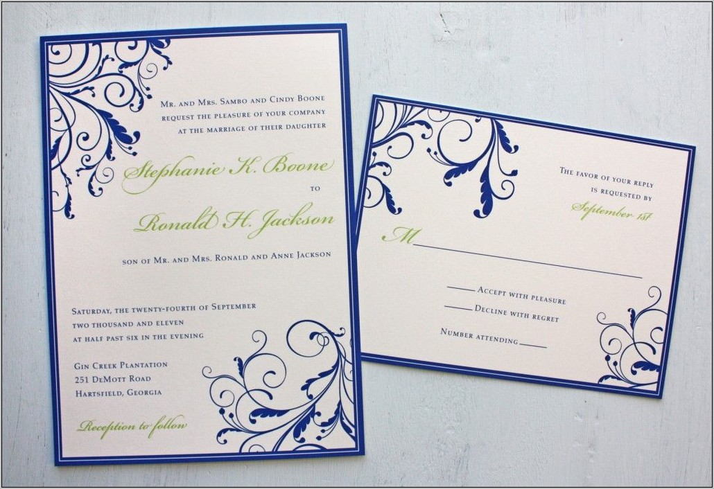 Royal Blue And Yellow Wedding Invitation Templates
