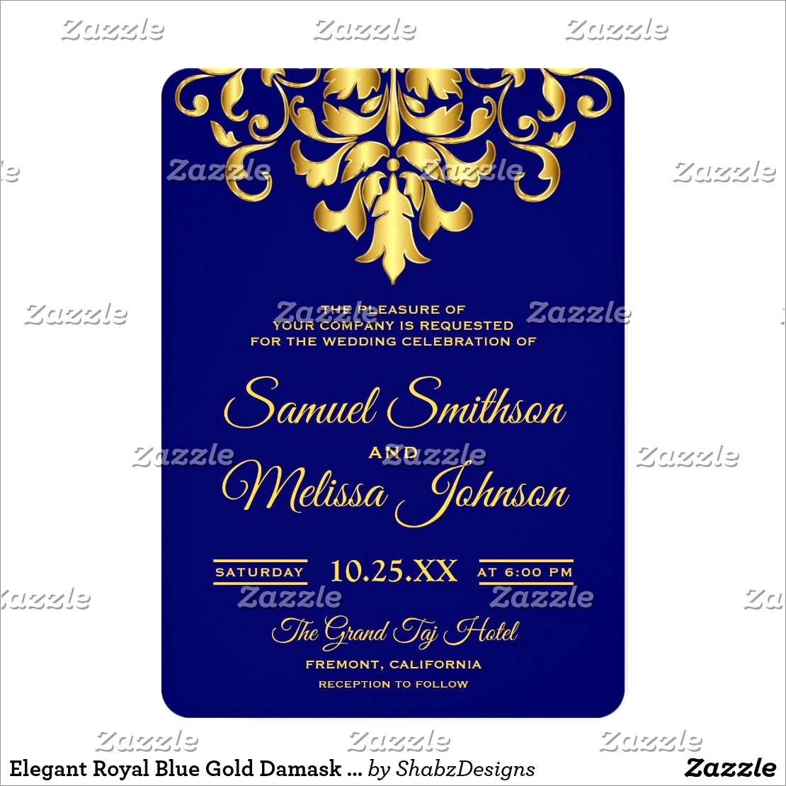 Royal Blue Elegant Wedding Invitation Background