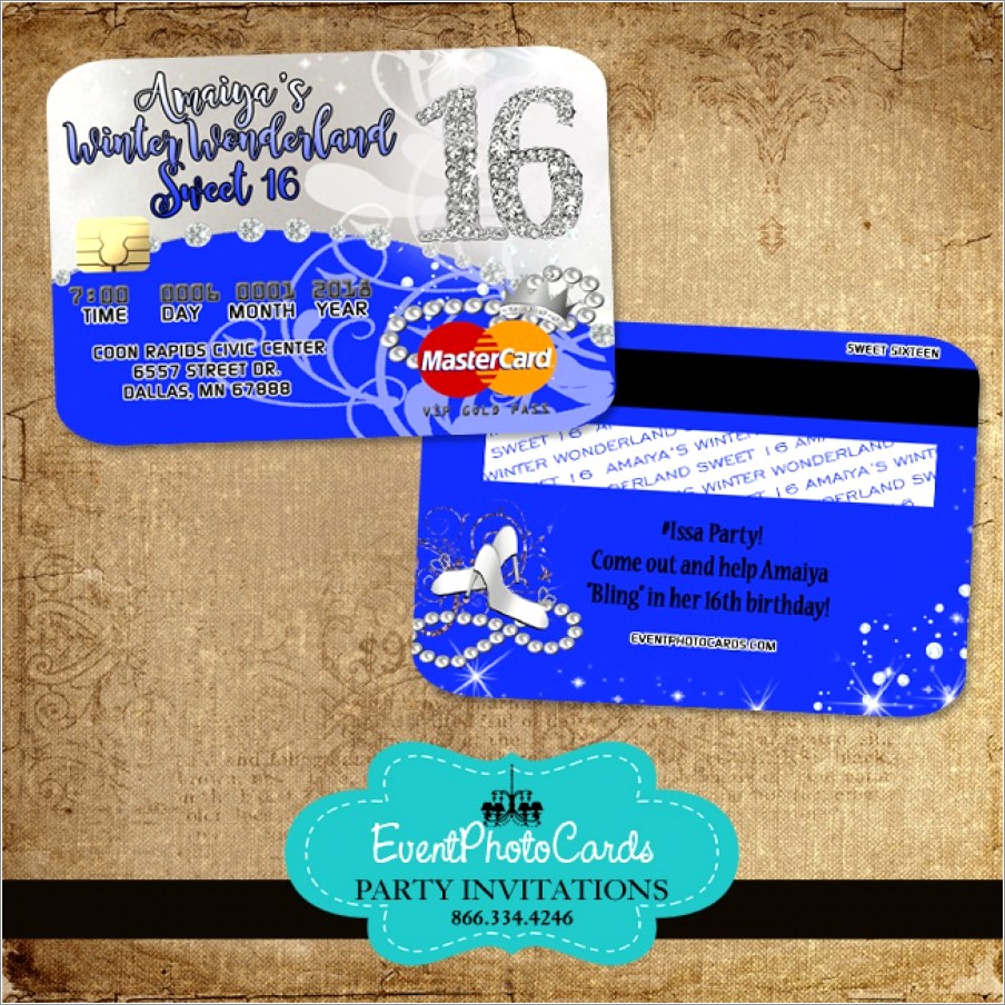 Royal Blue Sweet 16 Invitations