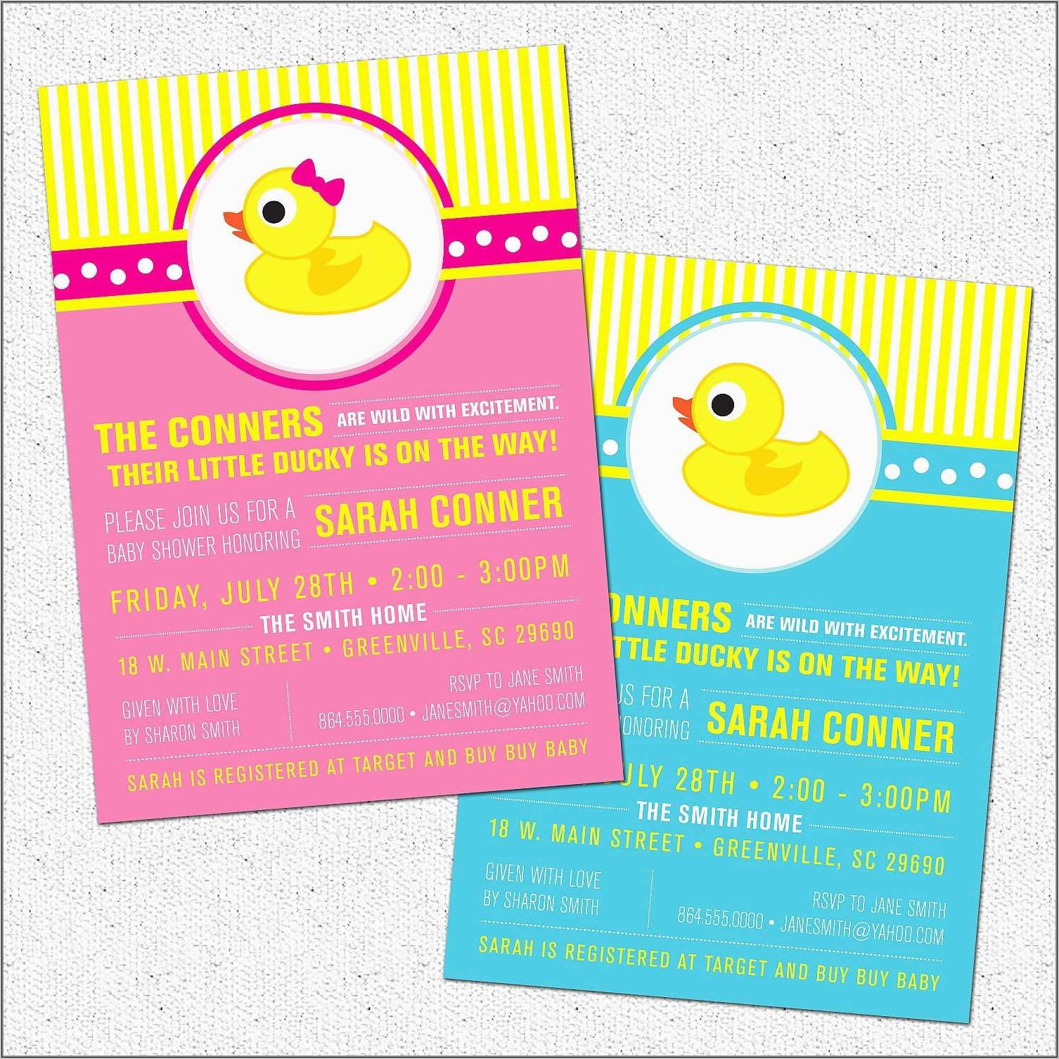 Rubber Ducky Birthday Invitation Template