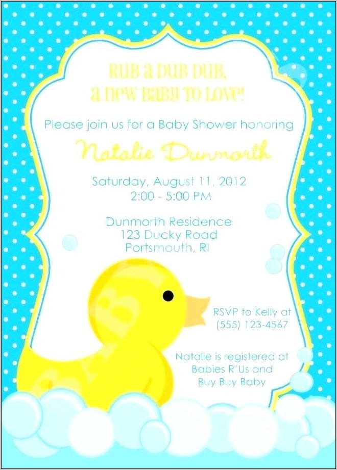 Rubber Ducky Invitation Template Free