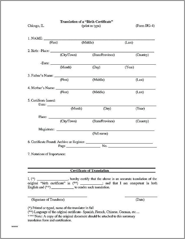 Russian Marriage Certificate Translation Template