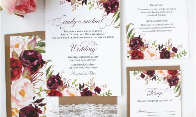 Rustic Burgundy Wedding Invitations