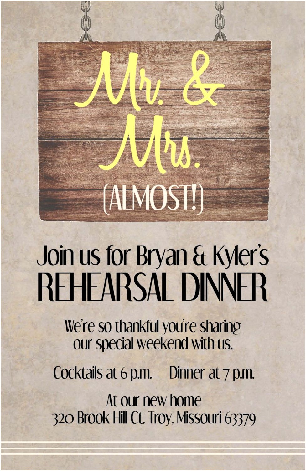 Rustic Rehearsal Dinner Invitations