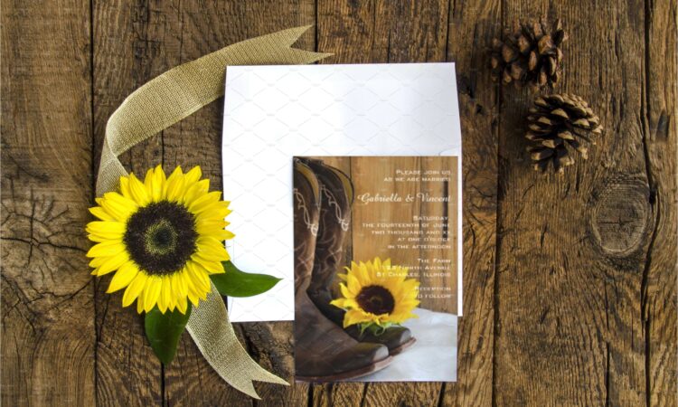 Rustic Sunflower Invitation Background