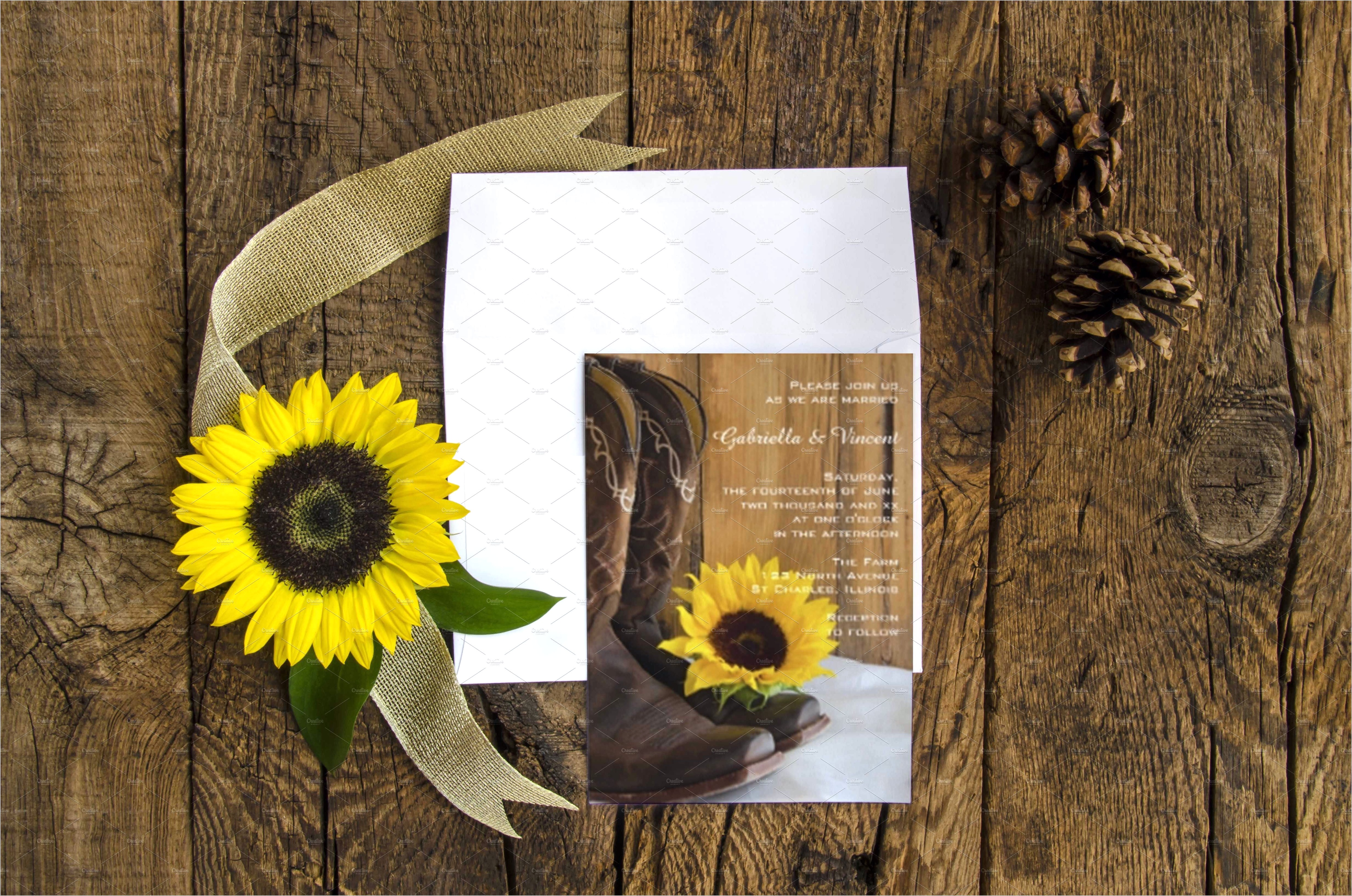 Rustic Sunflower Invitation Background