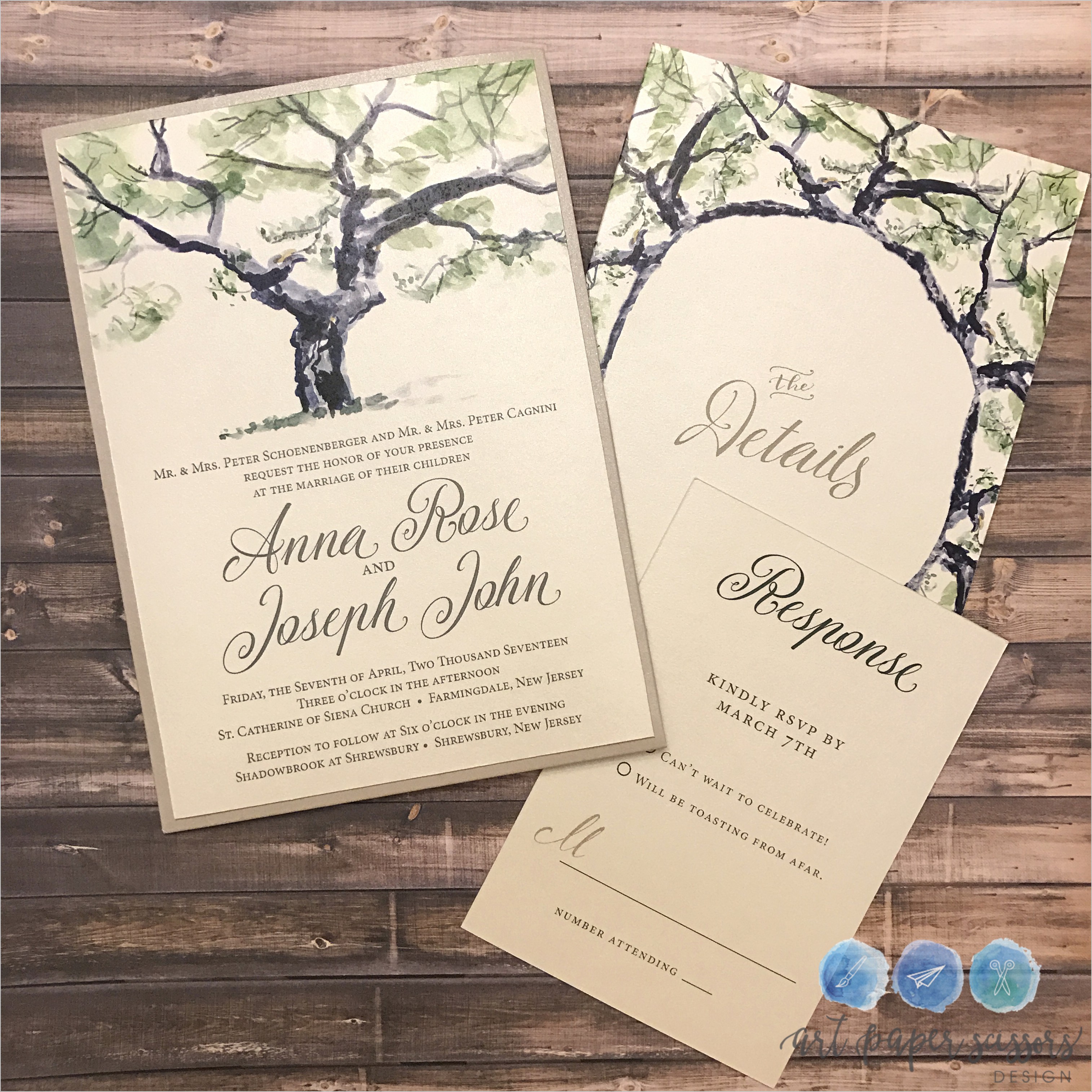 Rustic Watercolor Wedding Invitations