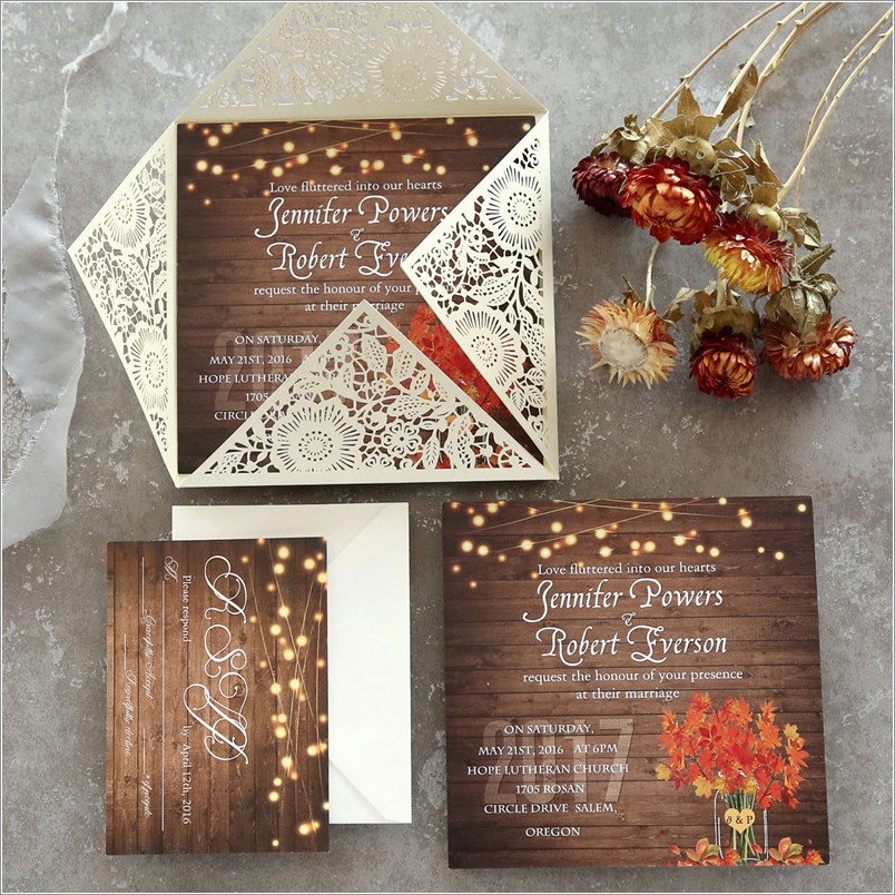 Rustic Wedding Invitations With Response Cards