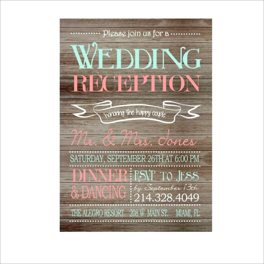 Rustic Wedding Reception Only Invitations
