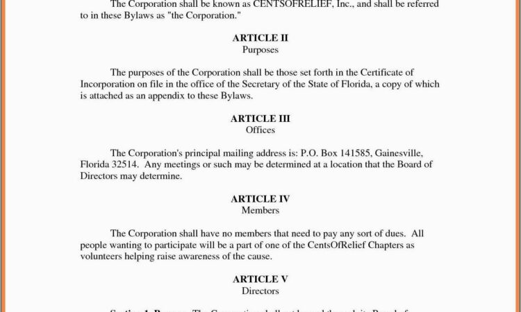 S Corp Bylaws Template Free